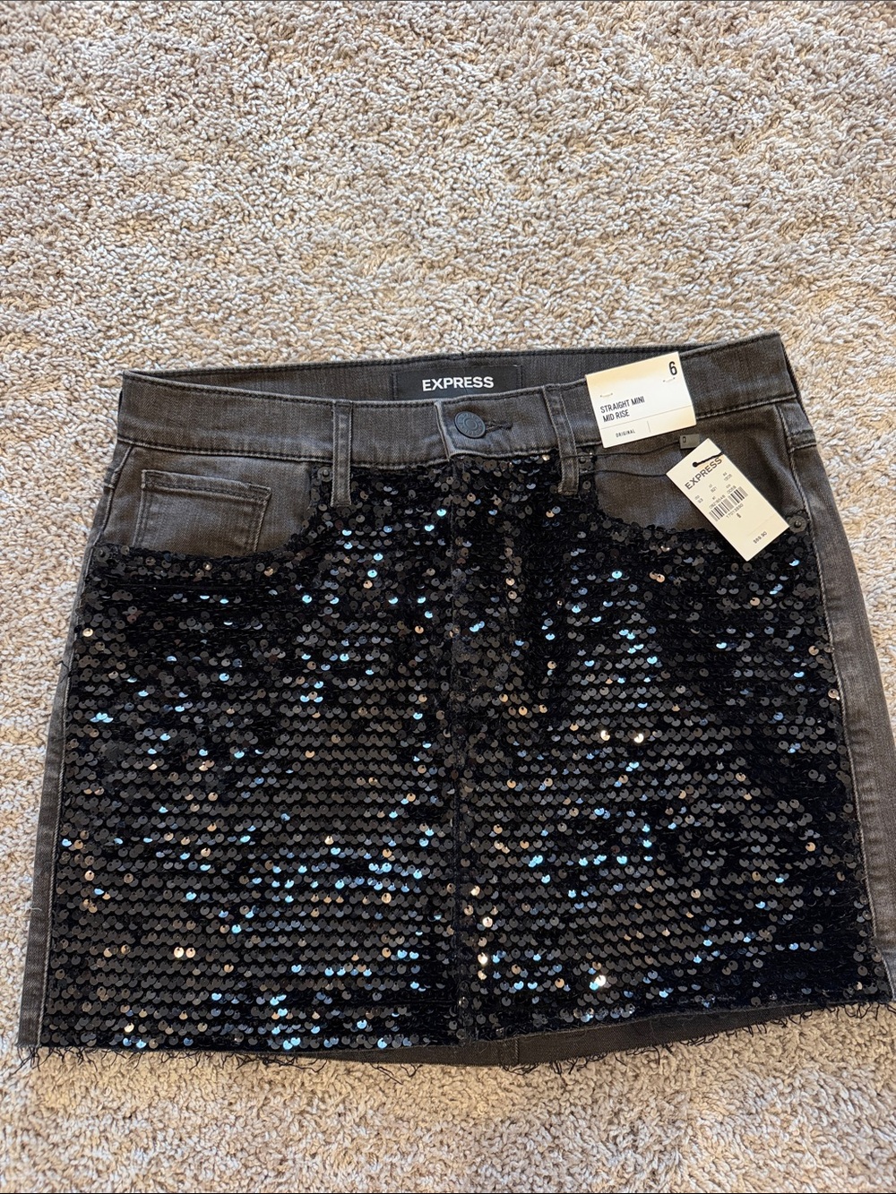 Express Black Sequin Skirt